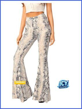 High Waist Ribbed Knit Flare Leg Palazzo Pants
